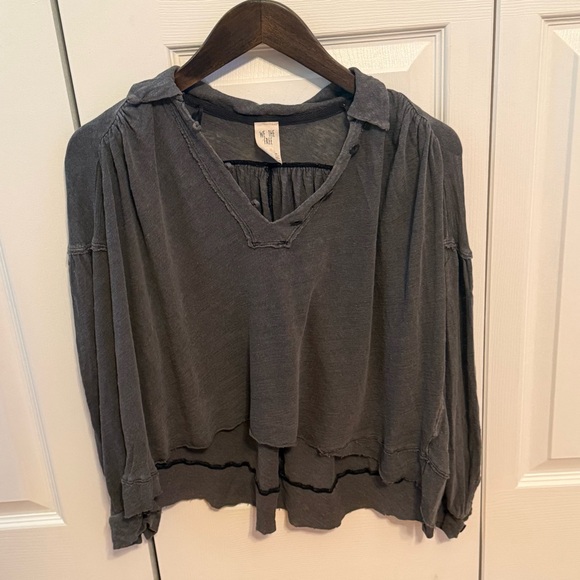 Free People Rush Hour Peasant Top in Gray - Picture 2 of 4